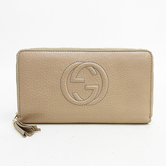 Gucci Handbags - Gucci Soho Round Zip Long Wallet Beige Leather